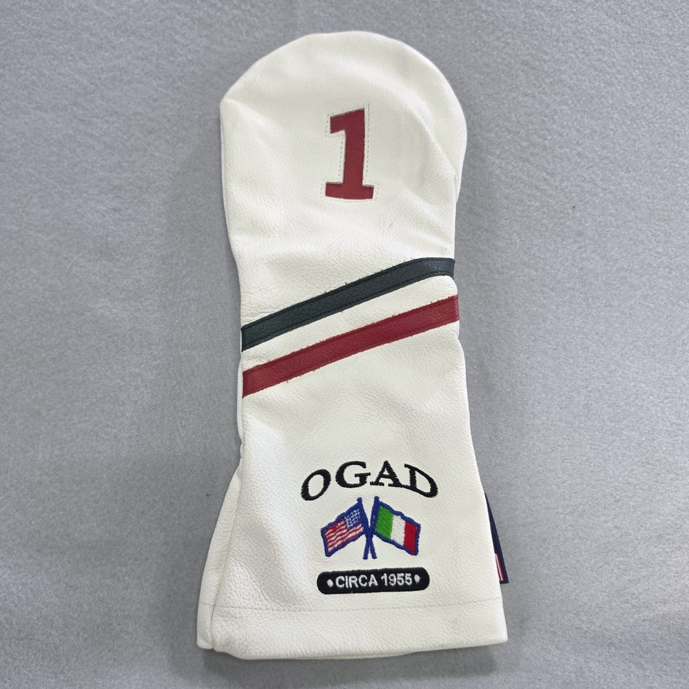 Stitch Golf Leather Driver Headcover Preppy Classic White Red Stripe OGAD
